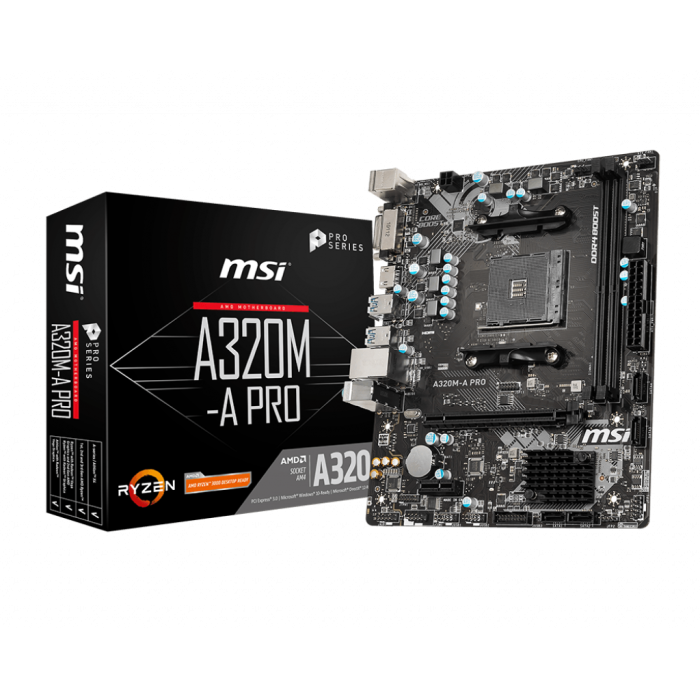 MSI A320M-A PRO DDR4 3200MHZ 1XHDMI 1XDVI USB 3.2 MATX AM4 MSI A320M-A PRO DDR4 3200MHZ 1XHDMI 1XDVI USB 3.2 MATX AM4