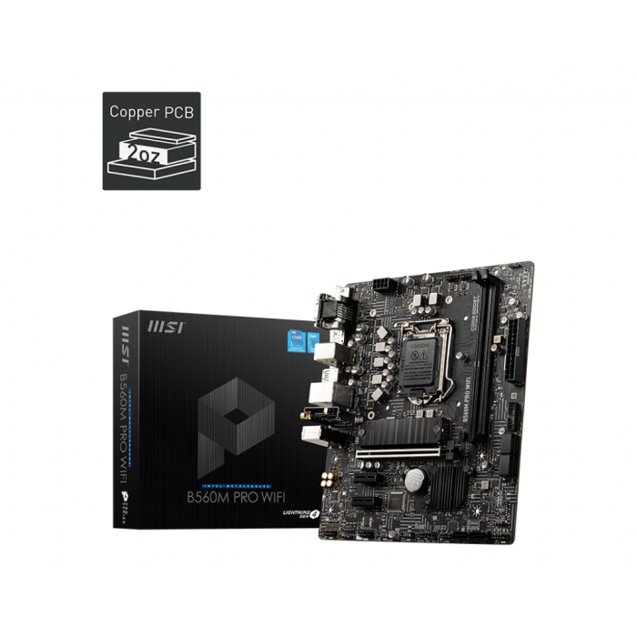 MSI B560M PRO WIFI DDR4 5200MHZ 1XVGA 1XHDMI 1XDP 1XM.2 USB 3.2 MATX 1200P