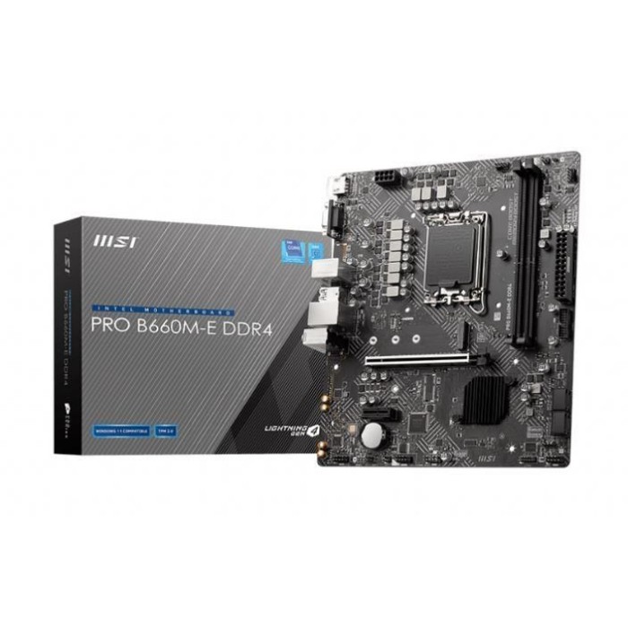 MSI PRO B660M-E DDR4 3200MHZ 1XVGA 1XHDMI 1XM.2 USB 3.2 MATX 1700P MSI PRO B660M-E DDR4 3200MHZ 1XVGA 1XHDMI 1XM.2 USB 3.2 MATX 1700P