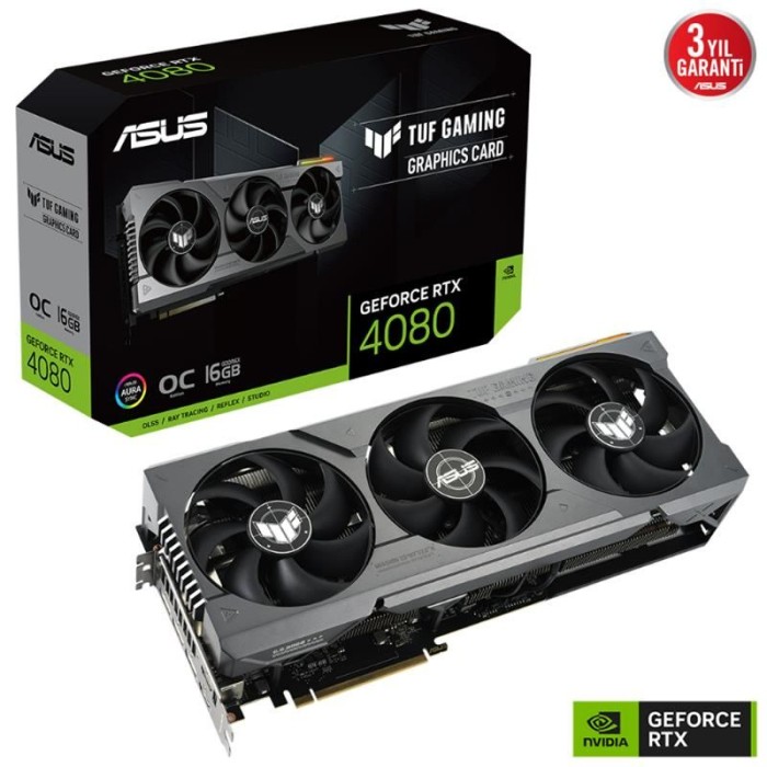 ASUS GEFORCE TUF-RTX4080-O16G-GAMING 16GB GDDR6X 256BIT 2XHDMI 3XDP EKRAN KARTI ASUS GEFORCE TUF-RTX4080-O16G-GAMING 16GB GDDR6X 256BIT 2XHDMI 3XDP EKRAN KARTI