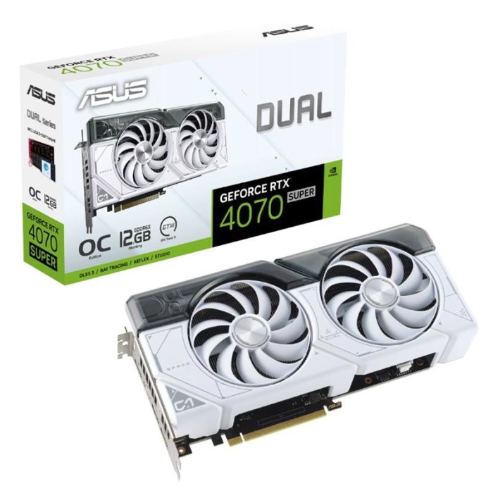 ASUS GEFORCE DUAL-RTX4070S-O12G-WHITE 12GB GDDR6X 192BIT EKRAN KARTI ASUS GEFORCE DUAL-RTX4070S-O12G-WHITE 12GB GDDR6X 192BIT EKRAN KARTI