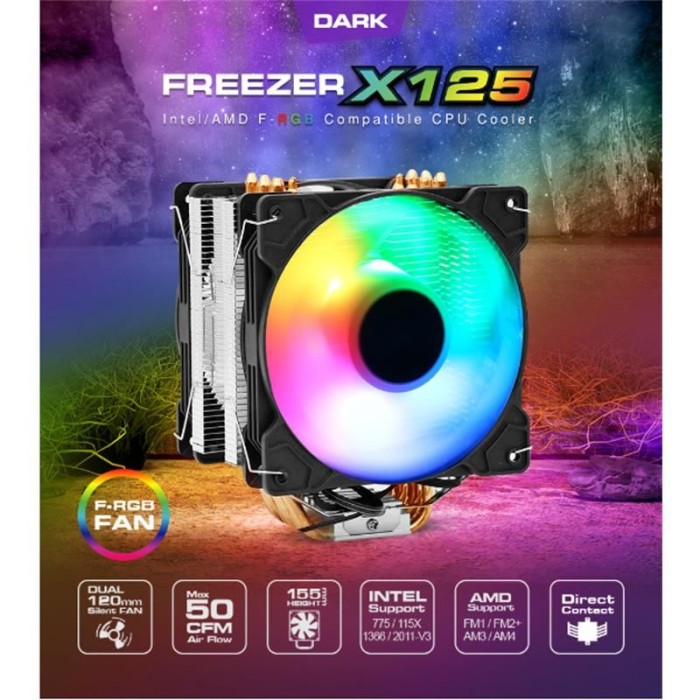 DARK FREEZER X125 FİXED RGB FANLI KULE TİPİ SOĞUTUCU (DKCCX125) DARK FREEZER X125 FİXED RGB FANLI KULE TİPİ SOĞUTUCU (DKCCX125)