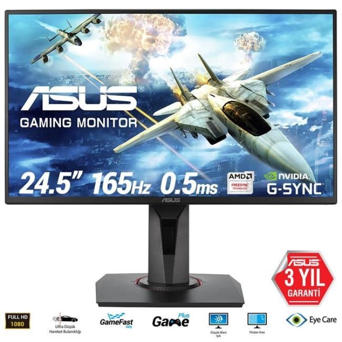 24.5 ASUS VG258QR 0.5MS 165MHZ 1XHDMI 1XDP 1XDVI FHD 1920X1080 HOPARLÖR YÜKSEKLİK AYARI FLICKER-FREE PIVOT VESA SİYAH 24.5 ASUS VG258QR 0.5MS 165MHZ 1XHDMI 1XDP 1XDVI FHD 1920X1080 HOPARLÖR YÜKSEKLİK AYARI FLICKER-FREE PIVOT VESA SİYAH