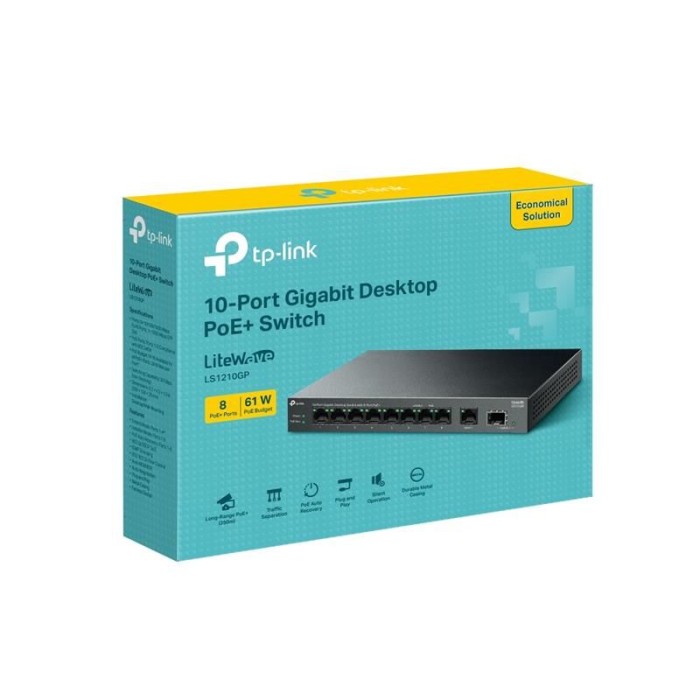TP-LINK LS1210GP 8 PORT GIGABIT + 1XRJ45/1XSFP UPLINK 61W 250 METRE POE MESAFE METAL KASA TP-LINK LS1210GP 8 PORT GIGABIT + 1XRJ45/1XSFP UPLINK 61W 250 METRE POE MESAFE METAL KASA
