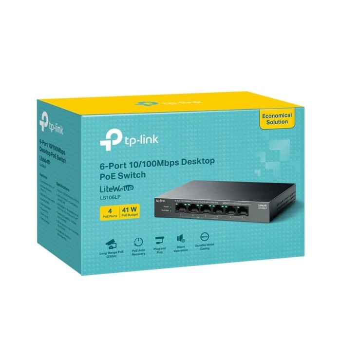 TP-LINK LS106LP 4 PORT 10/100 + 2 PORT RJ45 UPLINK 41W 250 METRE POE MESAFE METAL KASA SWITCH TP-LINK LS106LP 4 PORT 10/100 + 2 PORT RJ45 UPLINK 41W 250 METRE POE MESAFE METAL KASA SWITCH