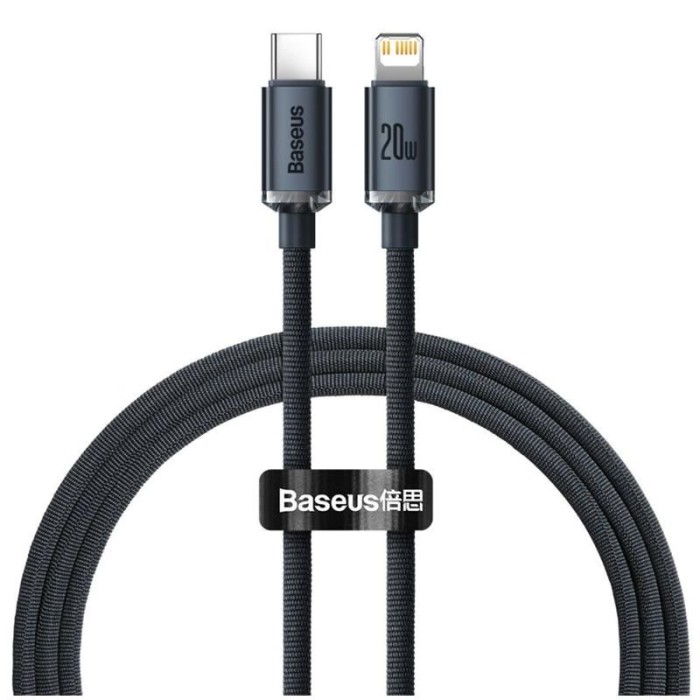 BASEUS CRYSTAL SHINE CAJY000201 20W TYPE-C TO LIGHTNING KABLO 1.2M-SIYAH BASEUS CRYSTAL SHINE CAJY000201 20W TYPE-C TO LIGHTNING KABLO 1.2M-SIYAH