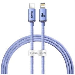 BASEUS CRYSTAL SHİNE 20W 120 CM TYPE-C TO LIGHTNING MOR ŞARJ KABLOSU CAJY000205