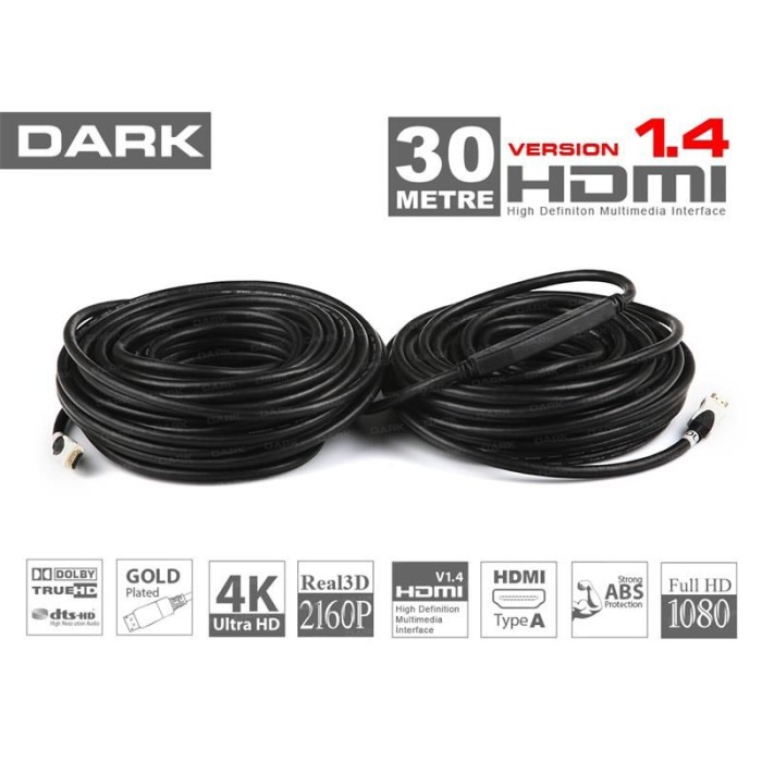 DARK DK-HD-CV14L3000A 30M HDMI v1.4 3D LED/LCD/PS3 KABLO DARK DK-HD-CV14L3000A 30M HDMI v1.4 3D LED/LCD/PS3 KABLO
