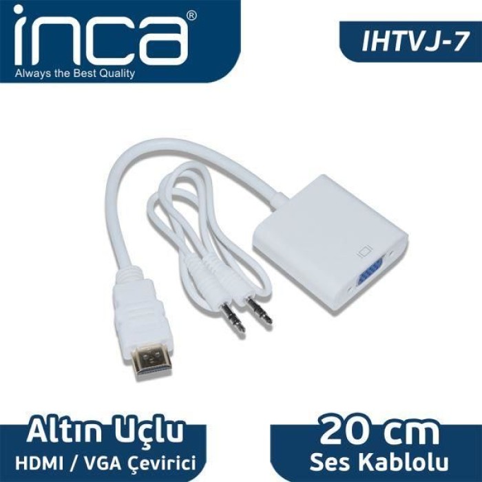 INCA IHTV-7TB 20CM HDMI TO VGA JAKLI SES KABLOSU INCA IHTV-7TB 20CM HDMI TO VGA JAKLI SES KABLOSU