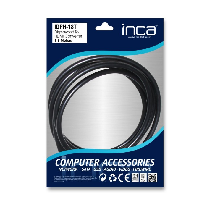 INCA IDPH-18T DISPLAY PORT TO HDMI 1,8 METRE INCA IDPH-18T DISPLAY PORT TO HDMI 1,8 METRE