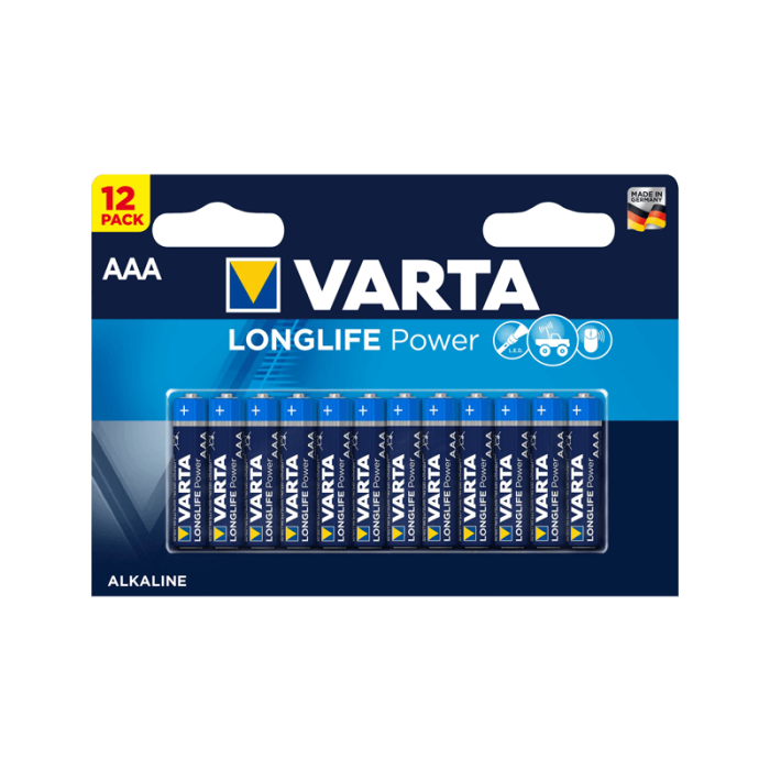 Varta 9383 Longlife Power AAA İnce Kalem Pil 12'li Paket Varta 9383 Longlife Power AAA İnce Kalem Pil 12'li Paket